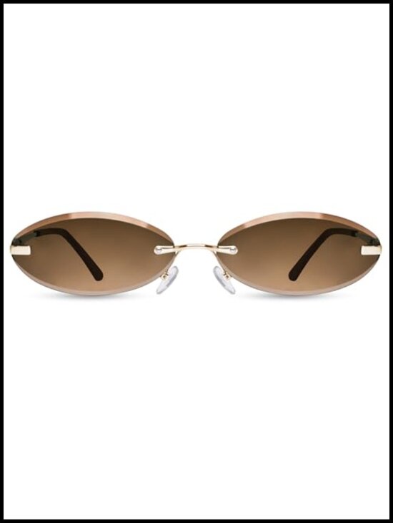 Accessories - Rimless Oval Sunglasses with UV400 Protection Trendy Metal Frame